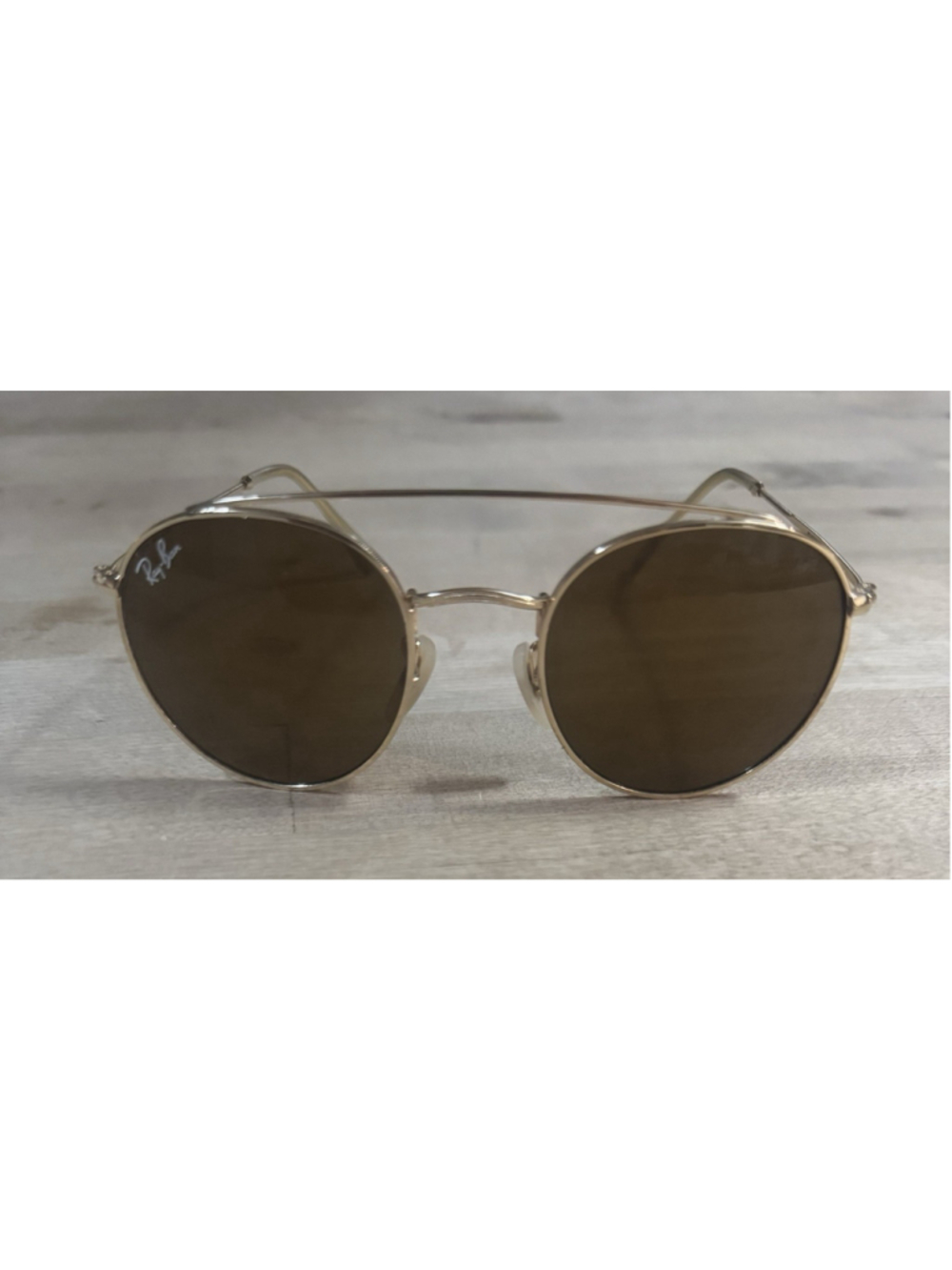 RAY-BAN Round Double Bridge Gold Tone Sunglasses - Picture 9 of 10